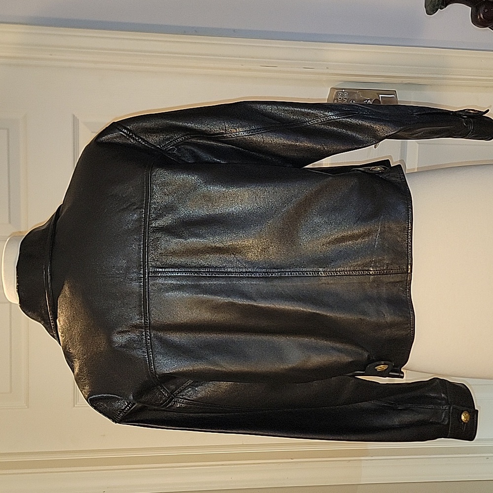 BLACK ANNE KLEIN Leather Jacket SIZE SMALL - Picture 5 of 9